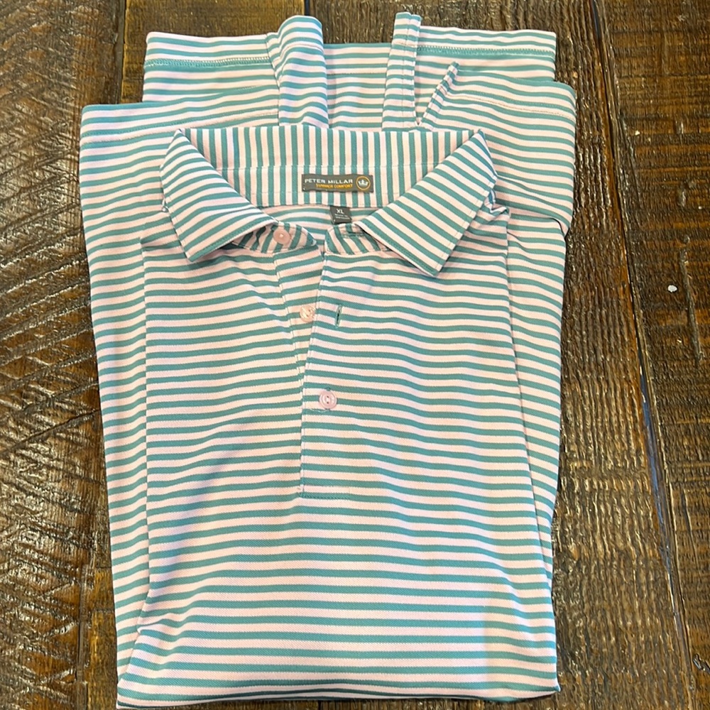 Peter Millar summer comfort striped golf shirt. XL barely worn.
